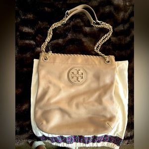 Tory Burch tan/taupe colored purse.